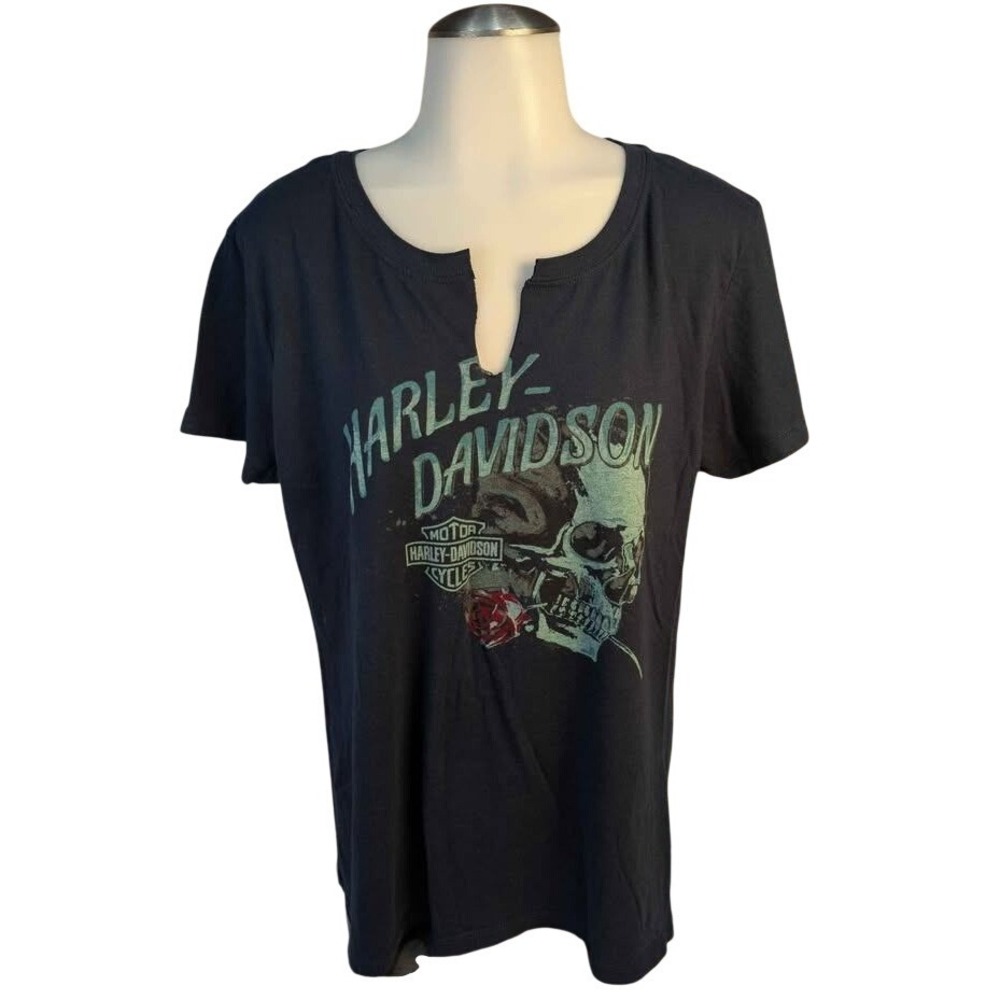 Harley Davidson~Women's Graphic Tee~Blue~Cut V-Neck~CinCity~Cincinnati, OH~XXL